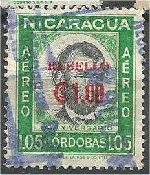 NICARAGUA, 1968, used 1cor on 1.05cor, Abraham Lincoln, Scott C637