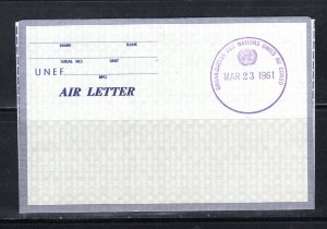 Congo Democratic Republic  UN Air Letter UNEF 1961 Unused   ...   7602885