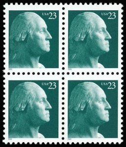 US Sc 3616 VF/MNH BLOCK - 2002 23¢ George Washington - Regular Gum - P.O. Fresh!