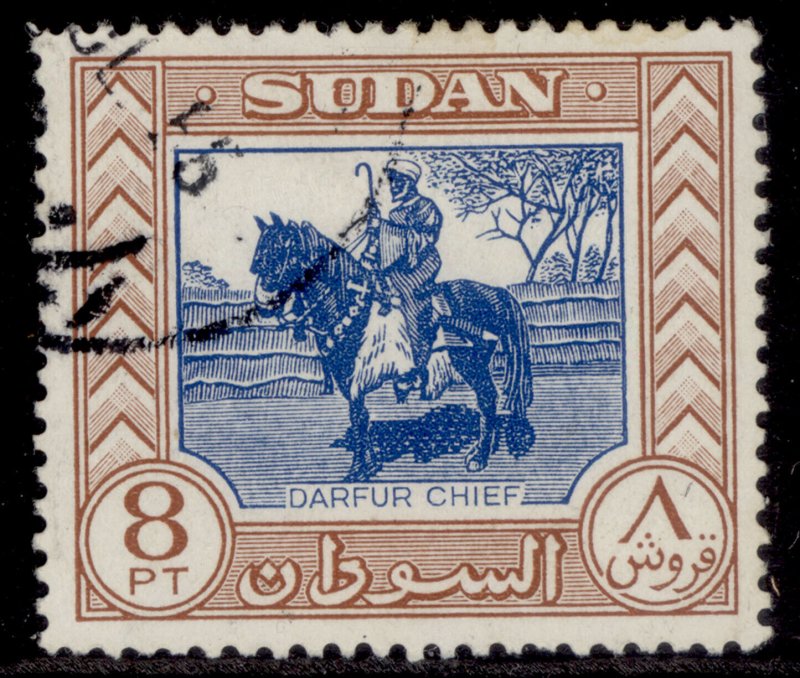 SUDAN GVI SG136, 8p blue & brown, FINE USED.