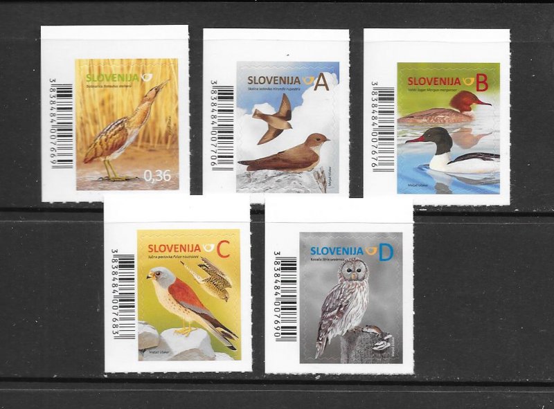 BIRDS - SLOVENIA #1043-7 (WITH CONTROL NUMBERS)  MNH