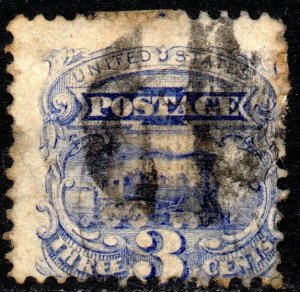 1869 USA Sc 114 3c ultramarine Good Used 