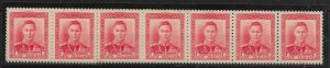 NEW ZEALAND SG605 1938 1d SCARLET COIL STRIP OF 18 WITH COIL JOIN MNH