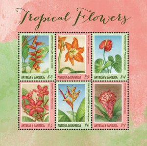 Antigua 2018 - Tropical Flowers - Sheet of 6 stamps - MNH