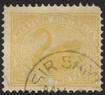 Western Australia 1902  Sc 77  2d Swan Used F, SIR SAMUEL postmark (Abandoned)