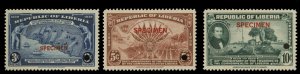 Liberia #277-279S, 1940 100th Anniversary of the Founding of Liberia, set of ...