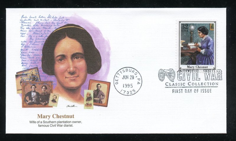 US 2975o Civil War Issue - Mary Chesnut UA Fleetwood cachet FDC