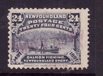 Newfoundland-Sc#71-used 24c Salmon Fishing-1927-id219-