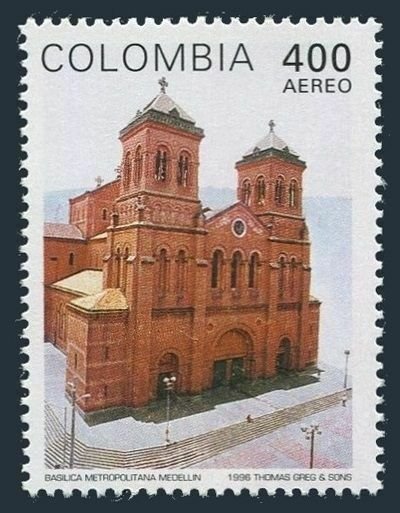 Colombia C887,MNH.Michel 2014. Metropolitan Basilica, Medellin, 1996.