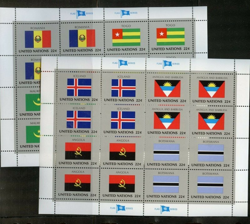 UNITED NATIONS FLAG SHEET  SET SCOTT #477/92 1986 COMPLETE MINT NEVER HINGED
