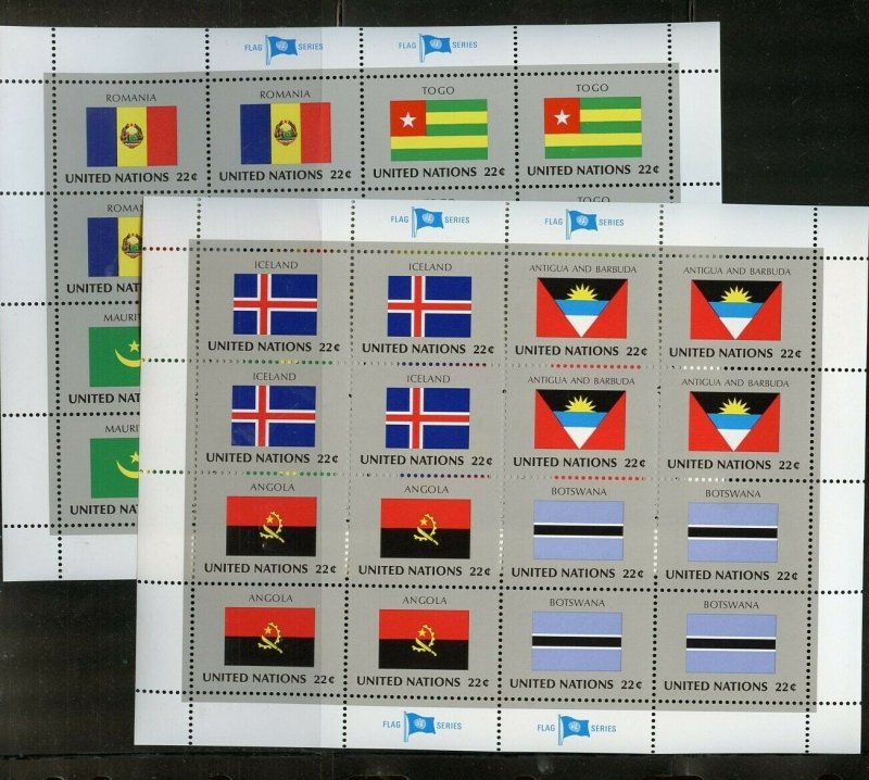 UNITED NATIONS FLAG SHEET  SET SCOTT #477/92 1986 COMPLETE MINT NEVER HINGED  