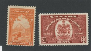 2x Canada Special Delivery stamps #E3-20c F/VF & E8-20c VF Guide Value = $90.00