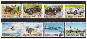 BURKINA FASO 1985 Vintage autos and aircrafts  used set