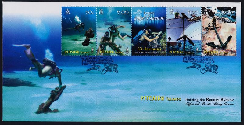 Pitcairn Islands 648 on FDC - Shipwreck, Raising the Bounty Anchor