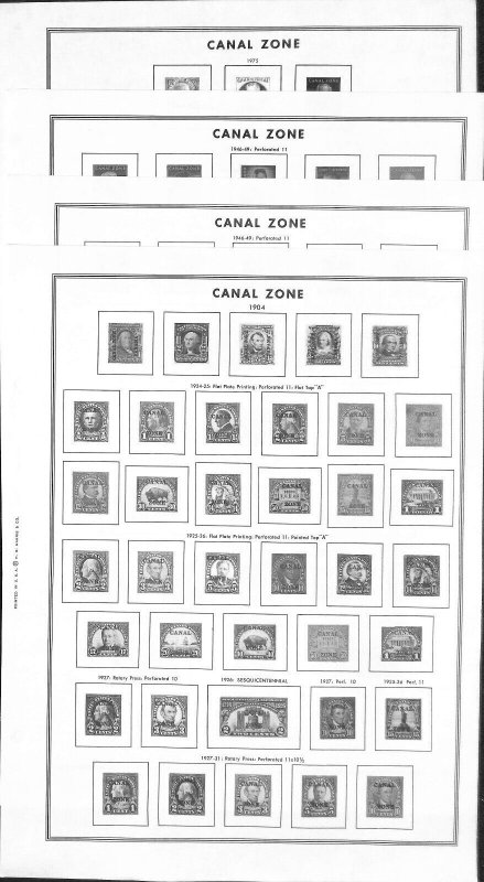 Canal Zone Stamp Collection on 12 Harris Pages 1904 to 1975