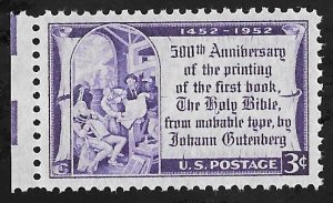 1014 3 cents Gutenberg Bible Stamp mint OG NH EGRADED VF-XF 86