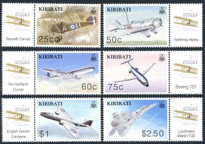 Kiribati 828-833, MNH. Powered flight, Centenary, 2003. Aircraft.