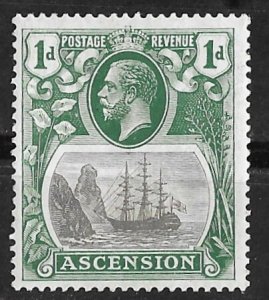 Ascension # 11  Seal of Colony - 1d.  Ship   (1)   Unused  NG