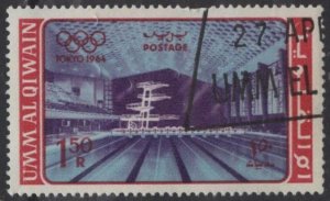 Umm al Qiwain Mi21 (used cto) 1.50r Tokyo Olympics: swimming/diving pool (1964)