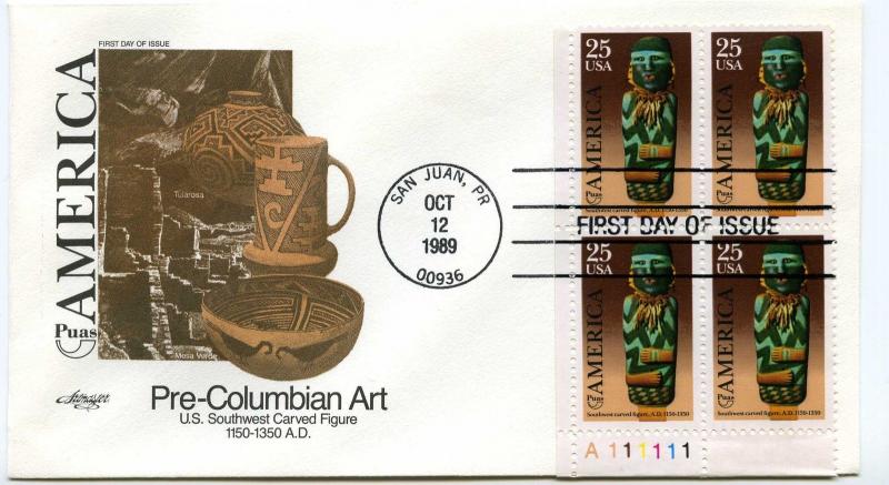 2426  Southwest Carved Figure, America/PUAS Artmaster plate block  FDC