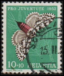 Switzerland B228 - Used - 10c+10c Nun Moth (1953) (cv $0.55) (2)