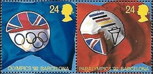 Great Britain 1992 MNH Stamps Scott 1452a Sport Olympic Games Flags