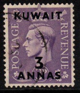 KUWAIT SG69 1948 3a on 3d PALE VIOLET FINE USED