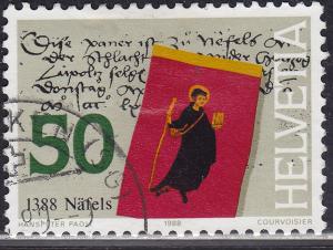 Switzerland 819 USED 1988 Banner of St.Fridolin 50c