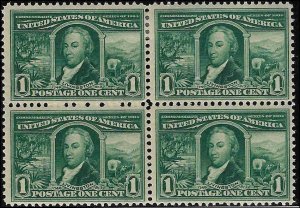 323 Mint,OG,HR/NH... Block of 4... SCV $165.00... bottom pair are Never Hinged