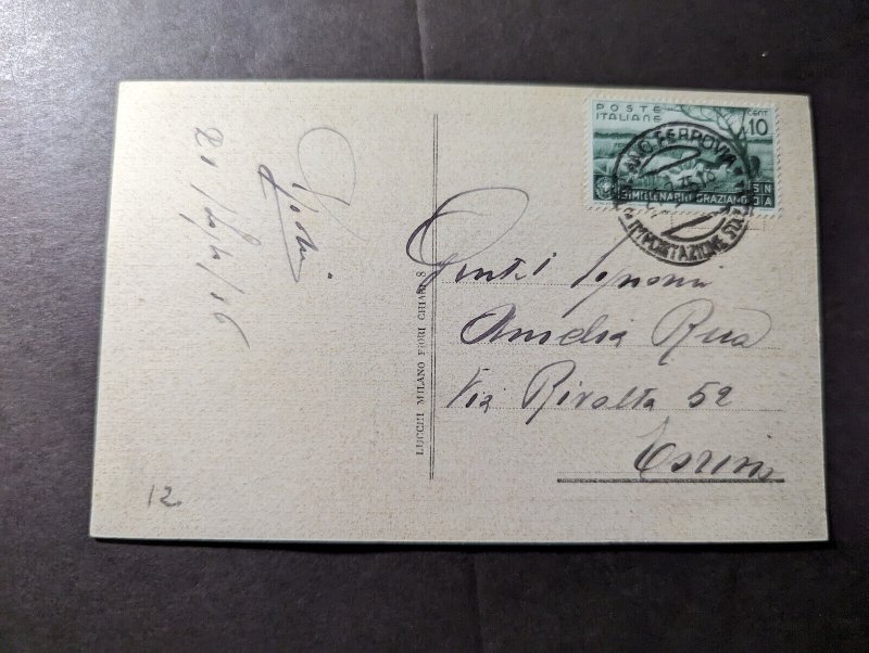 1935 Italy RPPC Postcard Cover Milan Local Use Panoramic View