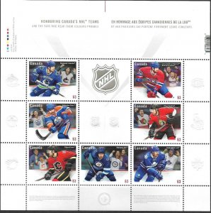 #2669 - Embossed sheet of stamps Honoring NHL in Canada - 2013 - superfleas