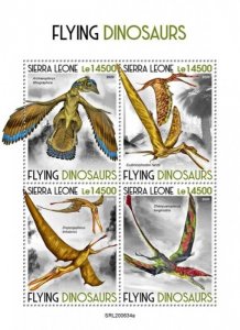 Sierra Leone - 2020 Flying Dinosaurs - 4 Stamp Sheet - SRL200634a