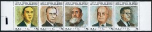 Mexico 1293-1297a strip,MNH.Michel 1840-1844. Scientists 1982:Gamio,Garibay,