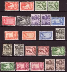 CAYMAN ISLANDS George VI 1938 Com. ver shades/perfs multiple,multi-colour hinged