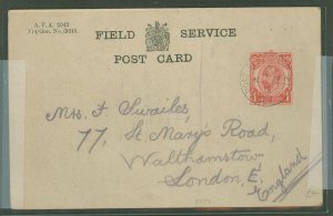 Great Britain  1914 Field service 1c postal card