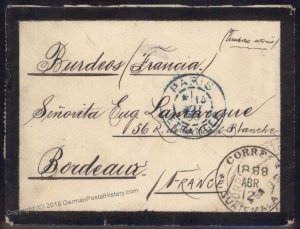 Guatemala 1888 Mourning Cover to Bordeaux France 92794