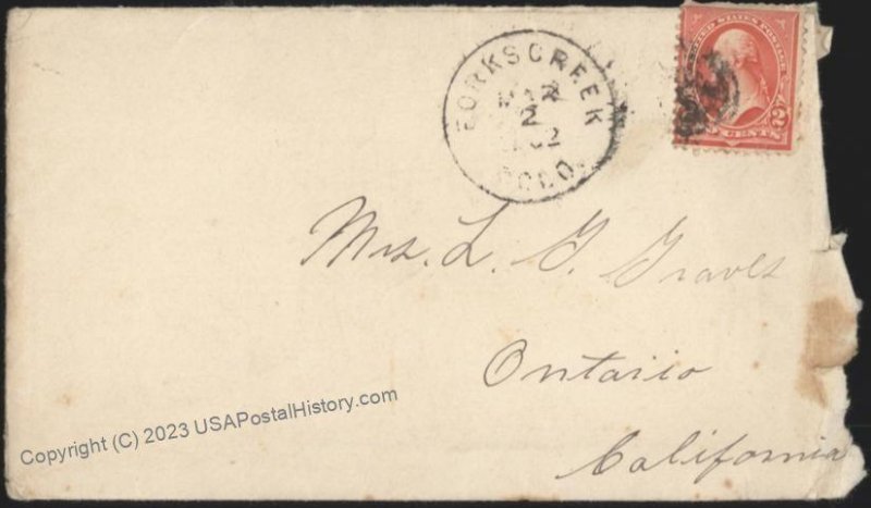 USA 1909 FORKSCREEK Colorado Clear Creek DPO Cover 111635