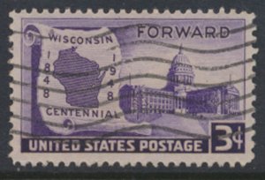 USA  SC#  957   Used 1948 Wisconsin Statehood  see scan