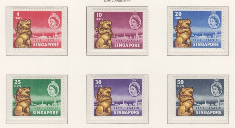 SINGAPORE, 1959 New Constitution set of 6, mnh.