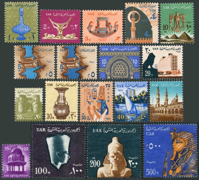 Egypt 600-616,hinged/used.Mi 189-203. Definitive issued in 1964.Ancient culture. 