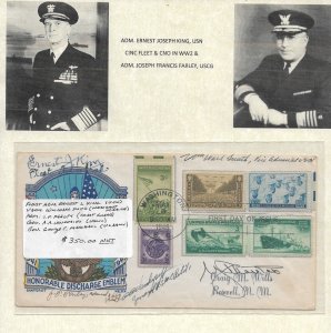 1946 Adm Ernest King & Joseph Farley on WW2 FDC SEE REMARKS (53453)