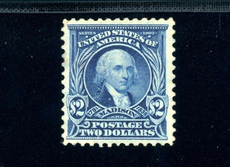 USAstamps Unused US 1902 2$ Madison Scott 312 Re-gummed Over Thin +Cert