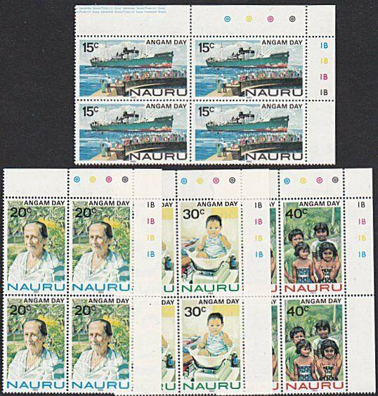 NAURU 1983 Angam Day set plate blocks of 4 MNH.............................57692