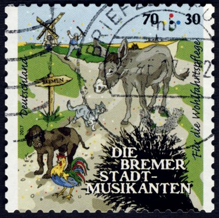 Germany #B1127 70c + 30c Self-Adhesive Used (The City of Bremen Musicians)