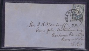 CSA 16X1 5c on cover tied Charleston SC 1861 postmark PF cert