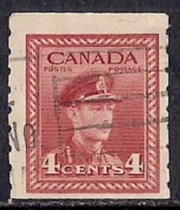Canada #281 4 cent King George 6, Coil stamp used F-VF