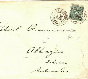 MONACO Cover SCARCE 25c GREEN SINGLE FRANKING 1898{samwells-covers}SN30