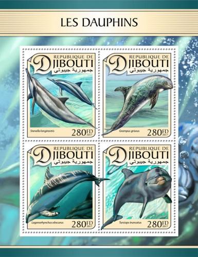 DJIBOUTI 2017 SHEET DOLPHINS MARINE LIFE