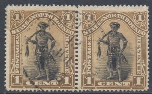 North Borneo Scott 59 - SG66, 1894 Dyak Chief 1c Pair cds used