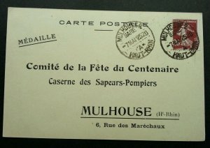 France Mulhouse Fire Station 1925 Fireman Women Girl (postcard)